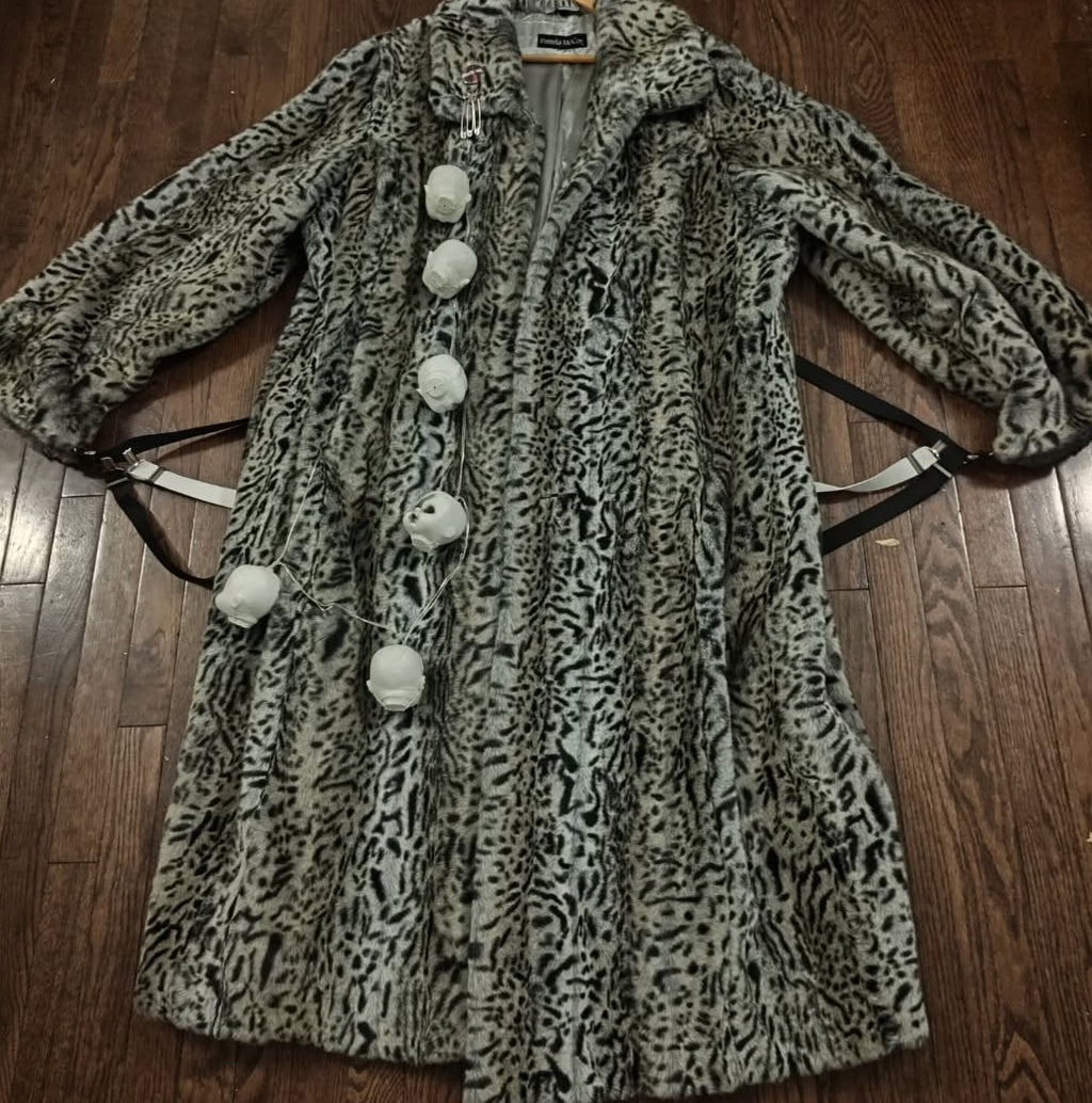 DIY LIGHT UP BABYDOLL HEAD CHEETAH PRINT FAUX FUR COAT