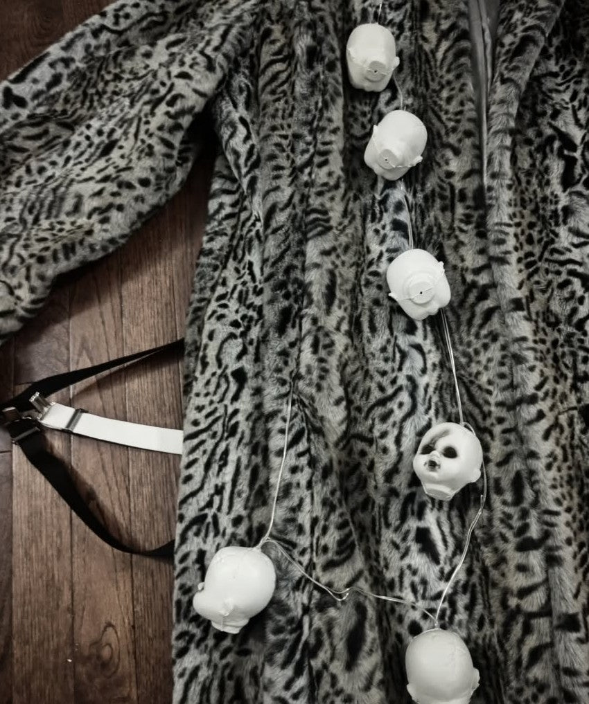 DIY LIGHT UP BABYDOLL HEAD CHEETAH PRINT FAUX FUR COAT