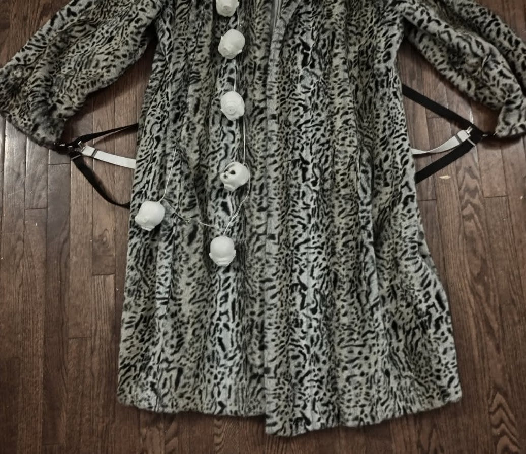 DIY LIGHT UP BABYDOLL HEAD CHEETAH PRINT FAUX FUR COAT