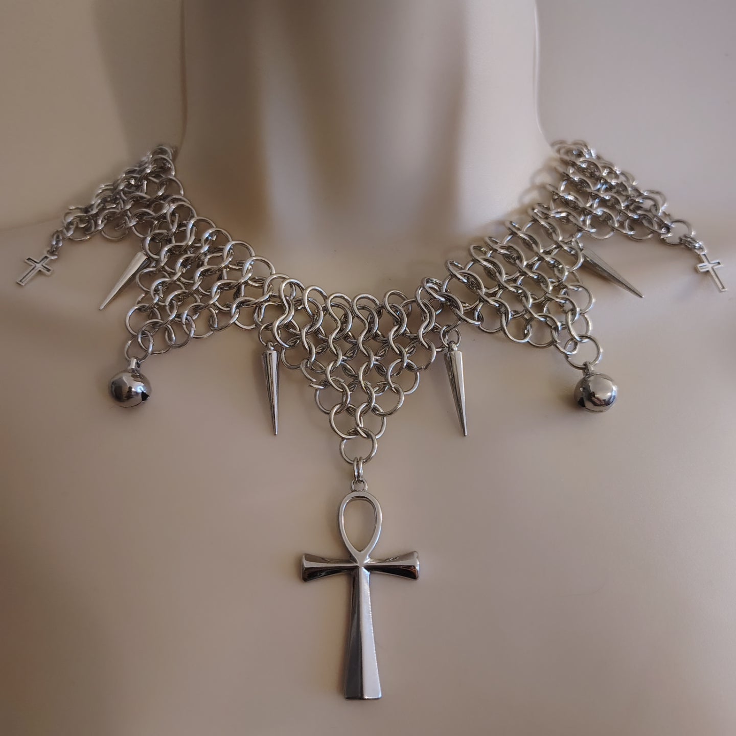DIY chainmail ankh necklace