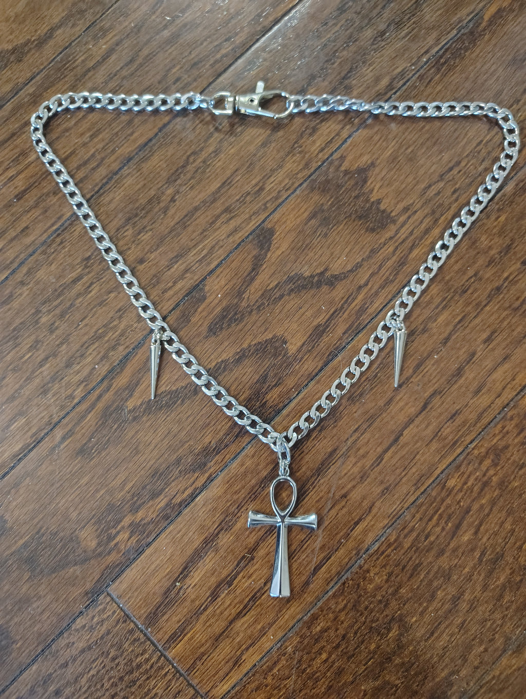 DIY ankh with spikes stainless steel necklace